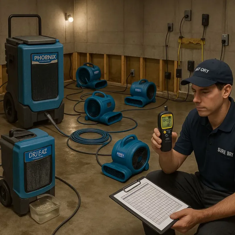 Structural Drying and Dehumidification process in West University Place, TX